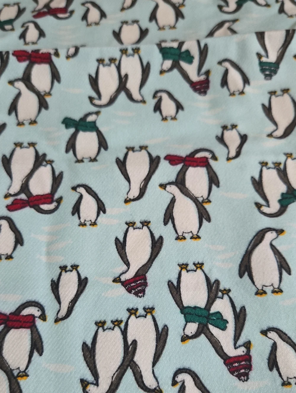 Lands' End Dog Bandana Large Light Blue Winter Penguin Print L